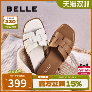 子平跟海边度假沙滩鞋 百丽拖鞋 外穿鞋 夏季 D6F1DBT5 女2025年新款