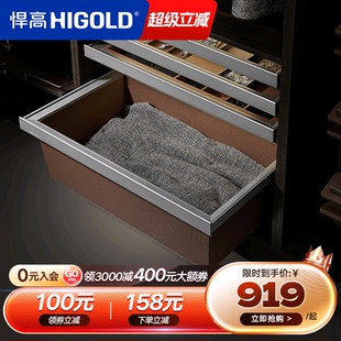 HIGOLD 悍高衣帽间收纳蓝阻尼抽拉衣柜拉篮皮蓝衣柜内置抽拉篮