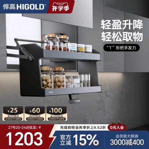 HIGOLD/悍高升降式双层橱柜拉篮