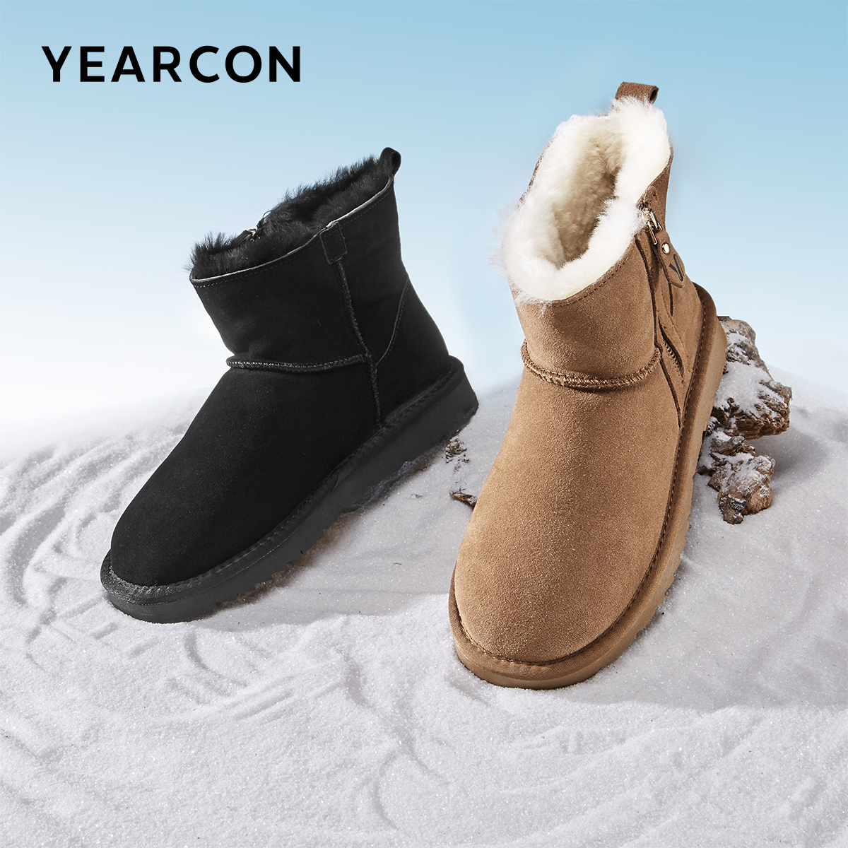 意尔康官方正品男鞋棉鞋雪地靴时尚休闲冬季保暖棉靴冬季