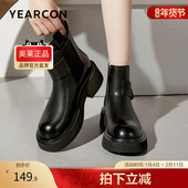 切尔西马丁靴英伦风短靴百搭秋冬时尚 意尔康官方正品 女鞋 休闲