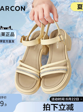意尔康官方正品女鞋凉鞋通勤露趾日常夏季休闲轻便厚底