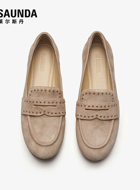 【达播专属】莱尔斯丹商场同款2025秋季羊皮低跟乐福单鞋女12602