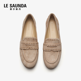 【达播专属】莱尔斯丹商场同款2025秋季羊皮低跟乐福单鞋女12602