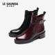 达播专属 莱尔斯丹25秋冬真皮粗跟黑色切尔西短靴女54501