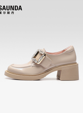 【达播专属】莱尔斯丹2024秋季新款钻扣漆皮套脚乐福女鞋5T62802