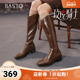 骑士靴时尚 百思图2025冬季 新款 简约街头潮流粗跟女长靴B7201DG5