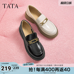 小皮鞋 Tata他她英伦厚底乐福鞋 女鞋 浅口单鞋 WIZ12CA4 奥莱新款