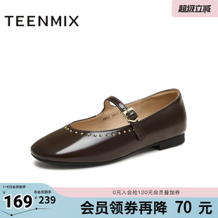 百搭平底女玛丽珍鞋 KM085CA5 潮流休闲复古法式 天美意春新款