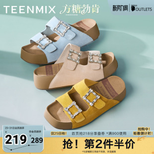 水钻女勃肯鞋 天美意新款 凉鞋 外穿沙滩鞋 KK049BT5 厚底拖鞋