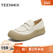女单鞋 天美意2025秋新款 舒适厚底复古一脚蹬牛津鞋 CEQ03CA5