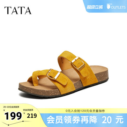 TATA他她复古休闲勃肯鞋拖鞋女外穿夹脚凉鞋2025秋季新款7GN11BT5