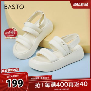 百思图春夏季新款商场同款时尚休闲运动凉厚底女凉鞋UCL31BL4