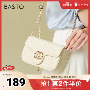 时尚 商场同款 链条马鞍包单肩斜挎包女X3245AX4 新款 百思图春秋季