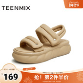 新款 天美意魔术贴运动厚底凉鞋 女外穿沙滩休闲凉鞋 BI931BL4