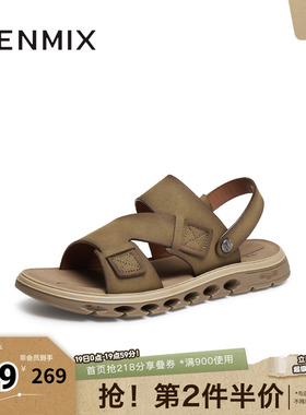 天美意新款商场同款凉鞋外穿露趾百搭男沙滩鞋3RM02BL5