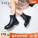 Tata他她气质厚底切尔西靴女靴子加绒真皮烟筒靴短靴秋冬WAQA5DD4