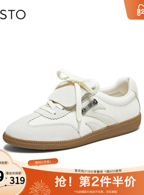 百思图2025秋季新款商场同款德训鞋时尚复古运动女休闲鞋UEZ12CM5