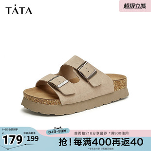 凉拖勃肯鞋 春新奥莱WW801BT4 女外穿时尚 Tata他她复古厚底拖鞋