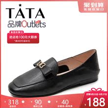【清仓特卖】Tata他她秋专柜同款蝴蝶结乐福平底女单鞋FLC24CM9O
