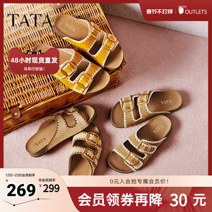 TATA他她女鞋可露丽熊2025年复古勃肯拖鞋女休闲厚底凉鞋7GN03BT5