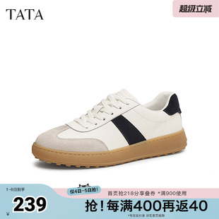 小白鞋 TATA他她复古休闲德训鞋 男鞋 厚底阿甘鞋 OET01AM5奥莱 春新款