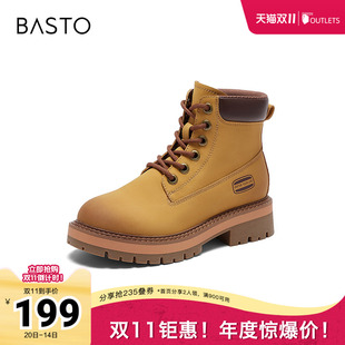 休闲工装 百思图2023冬季 时尚 商场同款 靴粗跟女短靴WD201DD3 新款