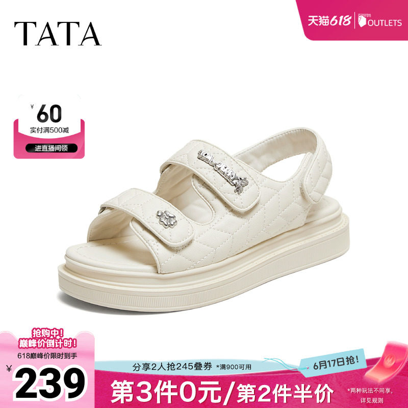 TATA他她猫和老鼠联名波斯喵厚底凉鞋女运动沙滩鞋凉鞋新GOX19BL6