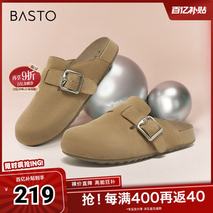 平跟圆头女单鞋 百思图春夏季 复古休闲勃肯鞋 时尚 BG197CH4 新款