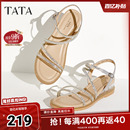 7UA03BL4 Tata他她绝美坡跟凉鞋 女外穿一字带奥莱凉鞋 2025夏季 新款