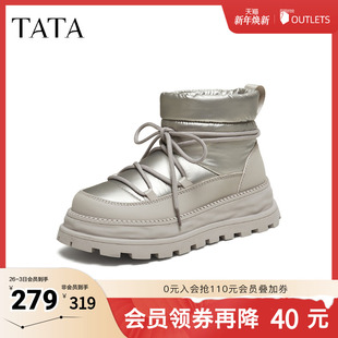 冬天鞋 时尚 子百搭加绒棉靴CHG02DD5 新款 TATA他她雪地靴2025冬季