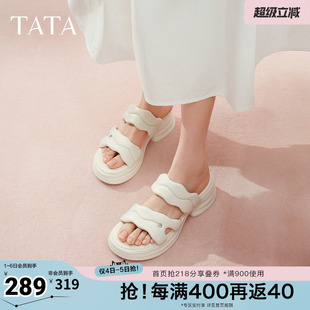 TATA他她休闲厚底拖鞋 气质简约运动凉拖春季 新款 CXY01BT5奥莱 女鞋