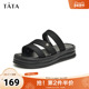 休闲软底沙滩凉拖2025秋新款 Tata他她厚底一字拖鞋 女时尚 WL602BT4