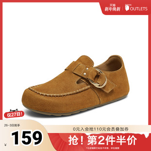 复古休闲平跟女单鞋 百思图2025秋季 时尚 勃肯鞋 D3352CM5 新款