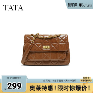 TATA他她女包冬季新款通勤轻奢小方包单肩百搭斜挎包X3514DX5奥莱