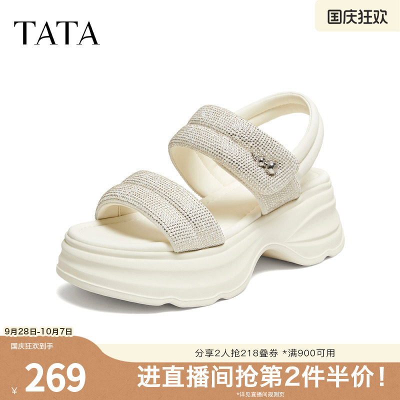 TATA他她女鞋母亲节夏季运动凉鞋百搭时尚外穿厚底休闲鞋CPK01BL6