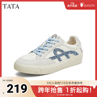 新款 Tata他她休闲厚底板鞋 子冬季 拼接休闲小白鞋 CGD01CM4 女鞋