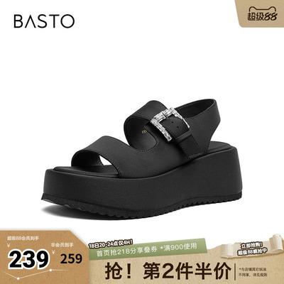 百思图夏季新款商场同款老爹运动凉时尚百搭休闲女凉鞋F5181BL5