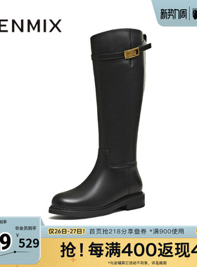 天美意冬新款商场同款百搭显瘦舒适长靴女骑士靴BL961DG5