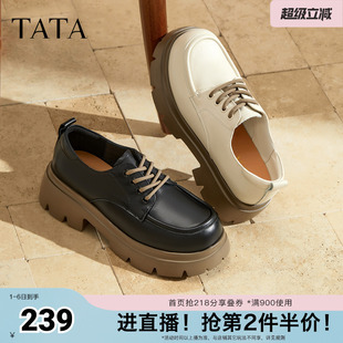 黑色鞋 TATA他她女鞋 子CG401CM5奥莱 新款 女牛津鞋 春时尚 增高休闲鞋