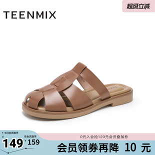 天美意穆勒鞋 女外穿凉拖罗马凉鞋 子新款 BI781BT4 包头半拖鞋