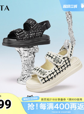 Tata他她小香风凉鞋女休闲百搭松糕运动凉拖鞋夏季新款GOX14BL4