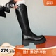 靴皮靴冬新款 天美意复古厚底骑士靴长靴女鞋 高筒时装 KTX14DG4
