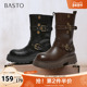 西部靴时尚 百思图2025冬季 新款 复古潮流骑士女中靴BP928DZ5