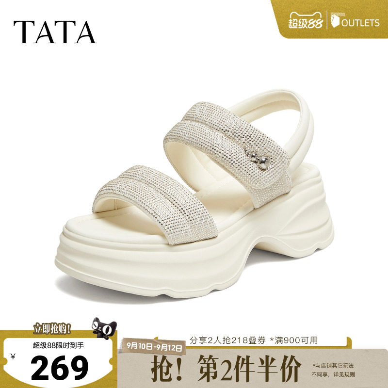 TATA他她女鞋母亲节夏季运动凉鞋百搭时尚外穿厚底休闲鞋CPK01BL6