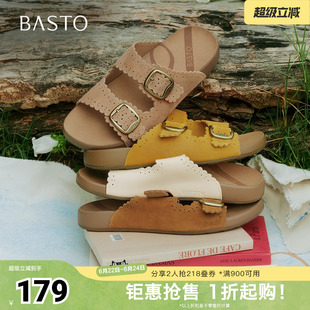 百思图2026夏季新款勃肯鞋时尚复古户外休闲女拖鞋T6403BT6