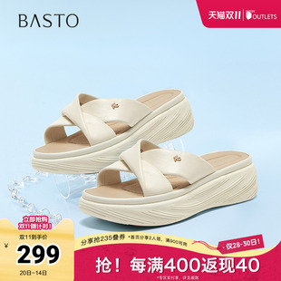 简约休闲厚底女拖鞋 商场同款 UCL82BT5 新款 百思图2025夏季