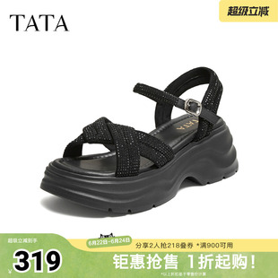 TATA他她女鞋2026夏季新款沙滩鞋百搭时尚休闲女凉鞋CXT01BL6B