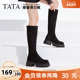 Tata他她瘦瘦弹力靴厚底气质女靴子复古长筒靴秋冬新款 WD806DG4