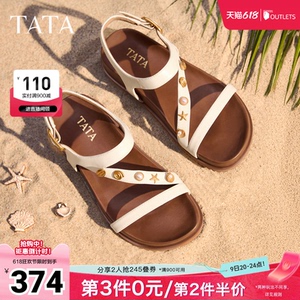 TATA他她小金贝女鞋夏季款外穿女鞋时尚百搭沙滩休闲凉鞋7GNC2BL6